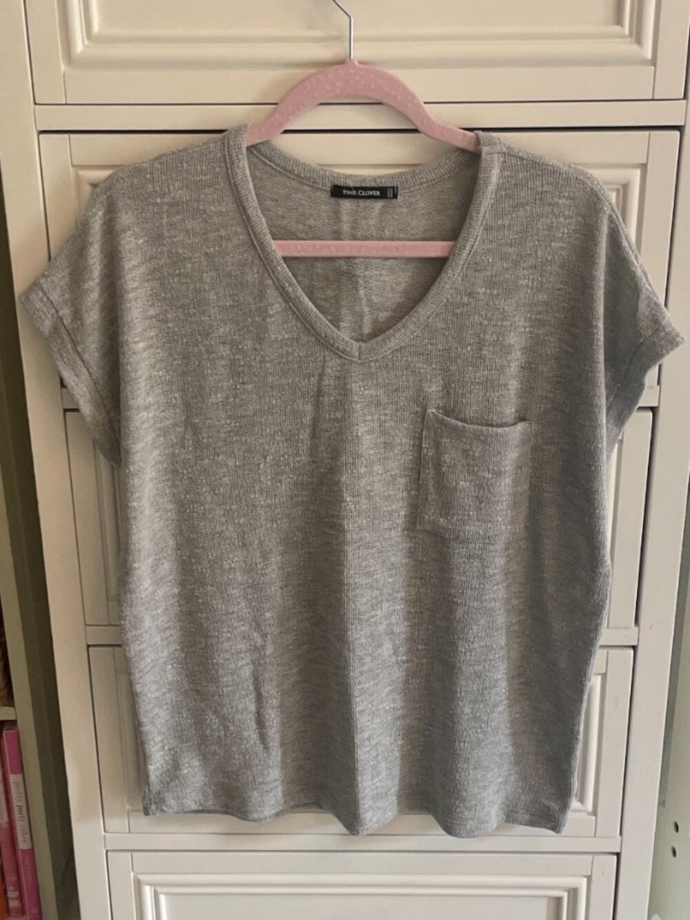 Pink Clover Knit Top-Light Grey Size M